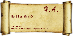Halla Arnó névjegykártya